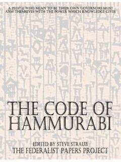 The Code of Hammurabi - The Federalist Papers