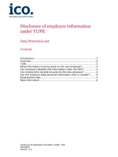 Disclosure of employee information under TUPE - Home | …