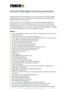 Sample Oxbridge interview questions