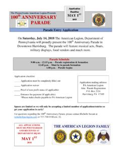 Parade Entry Application Saturday, July 14, 2018 ...