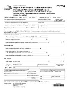 Form IT-2658 Report of Estimated Tax for Nonresident ...