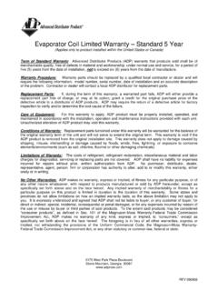 Evaporator Coil Limited Warranty – Standard 5 Year