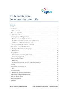 Evidence Review: Loneliness in Later Life - Age UK