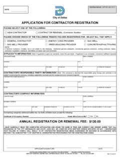 APPLICATION FOR CONTRACTOR REGISTRATION - Dallas