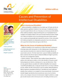 Causes and Prevention of Intellectual Disabilities - The Arc
