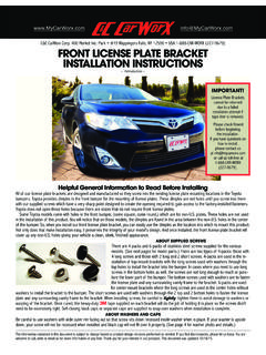 FRONT LICENSE PLATE BRACKET INSTALLATION INSTRUCTIONS