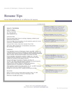 Resume Tips - University of Washington