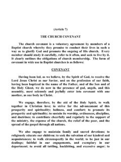The Church Covenant[1]