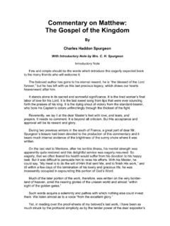 Commentary on Matthew: The Gospel of the ... - Spurgeon …