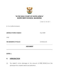 IN THE HIGH COURT OF SOUTH AFRICA NORTH WEST …