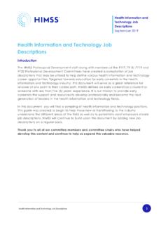 Health Information and Technology Job Descriptions