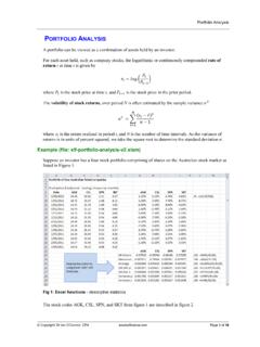 Portfolio analysis - Excel and VBA