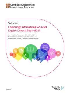Syllabus Cambridge International AS Level English General ...