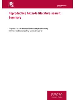 Reproductive hazards literature search: Summary