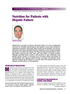 Nutrition for Patients with Hepatic Failure