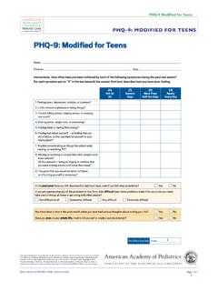 PHQ-9: Modiﬁed for Teens - pedpsychiatry.org