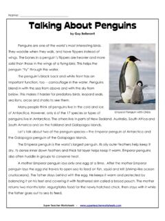 Name: Talking About Penguins - Super Teacher Worksheets