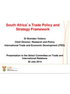 South Africa s Trade Policy and Strategy Framework