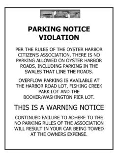 PARKING NOTICE VIOLATION - Community of Oyster Harbor …