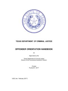 OFFENDER ORIENTATION HANDBOOK - Texas Department …
