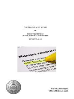 PERFORMANCE AUDIT REPORT OF PERSONNEL SERVICES …
