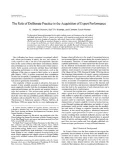 The Role of Deliberate Practice in the Acquisition of ...