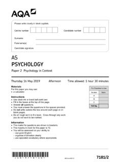 Question paper (AS) : Paper 2 Psychology in context - June ...