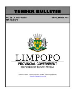 TENDER BULLETIN - limtreasury.gov.za