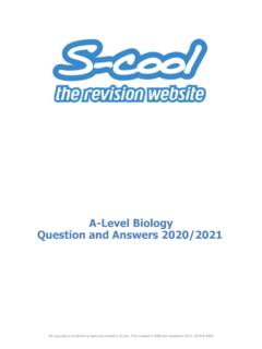 A-Level Biology Question and Answers 2020/2021
