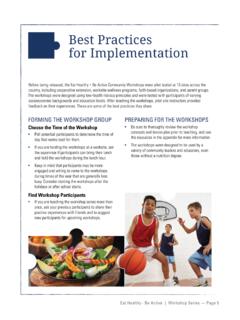 Best Practices for Implementation - health.gov