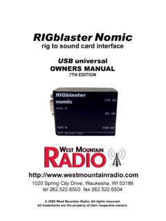 RIGblaster Nomic - West Mountain Radio