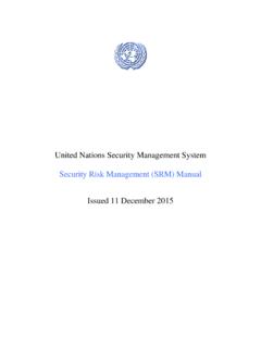 United Nations Security Management System Security Risk ...