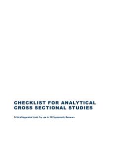 CHECKLIST FOR ANALYTICAL CROSS SECTIONAL STUDIES