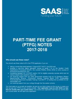 PART-TIME FEE GRANT (PTFG) NOTES 2017-2018