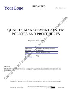 QUALITY MANAGEMENT SYSTEM POLICIES AND …