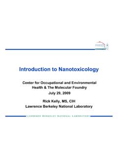 Introduction to Nanotoxicology - Berkeley Lab