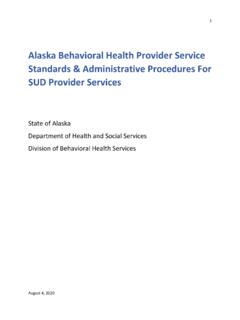 Alaska Behavioral Health Provider Standards and …