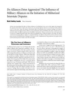 Do Alliances Deter Aggression? The Inﬂuence of Military ...