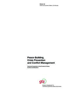 Peace-Building, Crisis Prevention and Conflict …