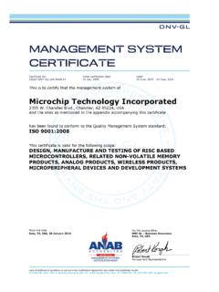 MANAGEMENT SYSTEM CERTIFICATE - Microchip Technology