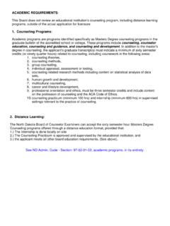 ACADEMIC REQUIREMENTS 1. Counseling Programs