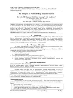 An Analysis of Public Policy Implementation