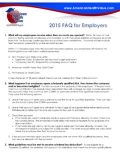 HSA FAQ for Employers - American Health Value