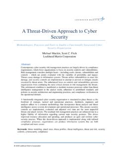 A Threat-Driven Approach to Cyber Security