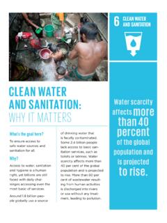 CLEAN WATER AND SANITATION: more WHY IT MATTERS …