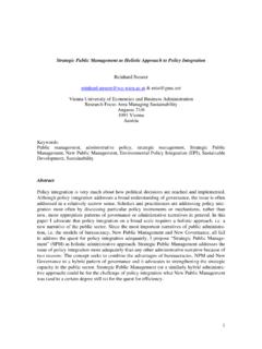 Strategic Public Management as Holistic Approach …