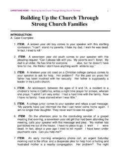 Building Up The Church Through Strong Church Families