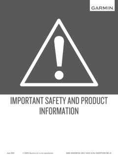 Important Safety and Product Information - Garmin