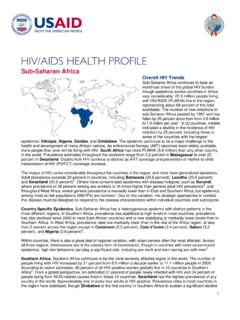 HIV/AIDS Health Profile: Sub-Saharan Africa