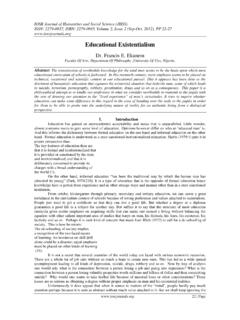 Educational Existentialism - IOSR Journals